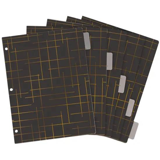 6 Sets of 5 Tab Dividers for 3 Ring Binders, 30 Total Bulk Dividers for Office, School Supplies (Pink, Black, 8.5 x 11 In) {5}