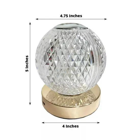 Clear 5 in Acrylic Crystal Ball TABLE LAMP USB Rechargeable LED Light Events {5}