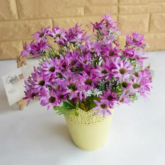 4pcs 18 Heads Artificial Daisy Flower Branch Home Wedding Party Decoration Purple {2}