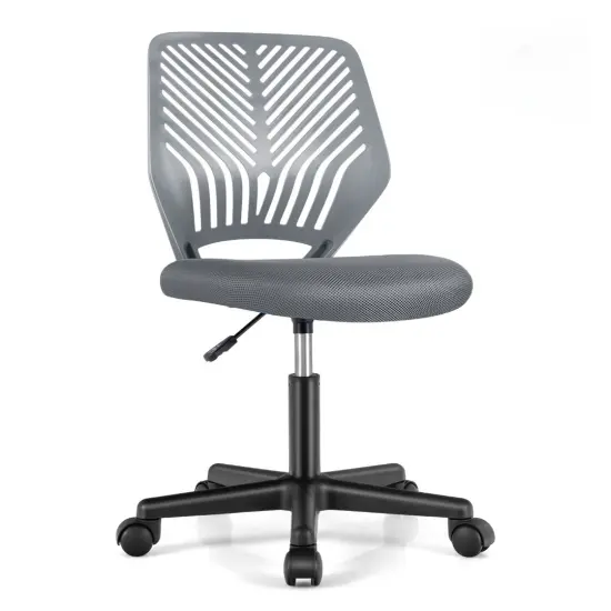 Height-Adjustable Office Desk Chair with Universal Casters and Ergonomic Curved Backrest Blue {9}