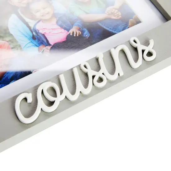4x6 and 5x7 Cousins Picture Frame, Cousins Word Attachment, White Beveled Mat (9x0.5x7.1 In, Gray) Grey {5}