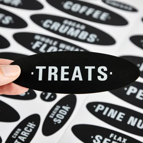 Talented Kitchen 158 Pieces Chalkboard Pantry Labels for Food Containers, Preprinted White All Caps on Black Stickers for Jars, Kitchen Canisters (Water Resistant) {4}