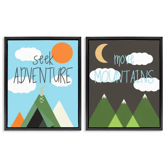 Stupell Industries Seek Adventure Move Mountains 2 pc Framed Floater Canvas Wall Art Set Design by Sd Graphics Studio {1}