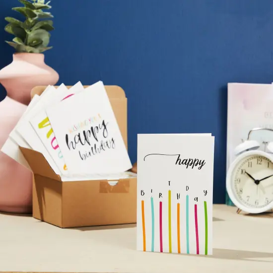 Best Paper Greetings Birthday Cards with Envelopes Bulk Box Set, 6 Assorted Colorful Designs for Work, Friends, Kids (4 x 6 In, 48 Pack) White {2}