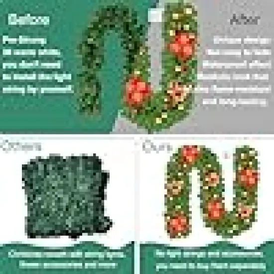 Xmas Garland for Office Fireplace Stairs Table - Indoor Outdoor Holiday Decor {3}