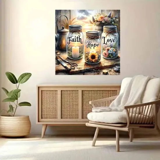 5D Diamond Painting Kits for Beginner,Faith,Hope,Love Wishing Bottle Diamond Art kit for Adults,DIY Diamond Dots with Diamond Gem Art and Crafts for Adults Home Wall Decor 11.8x11.8inch {3}