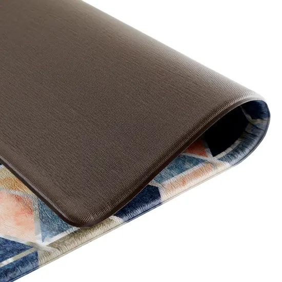 Set of 2 Anti Fatigue Kitchen Floor Mats, Non Slip Cushioned Rug and Runner (Diamond Print) Blue {6}