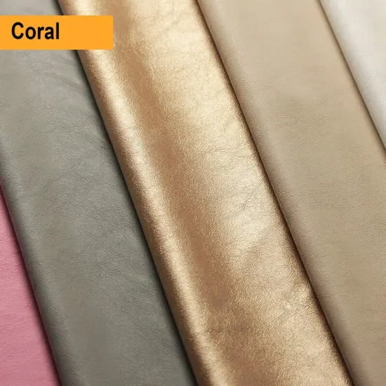 Ricco Leather High Quality Solid Leather Look Poly Fabric Coral {5}