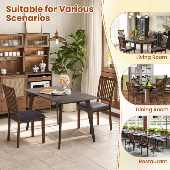 Upholstered Modern Dining Chair Set of 2 with Slanted High Backrest-Brown {6}