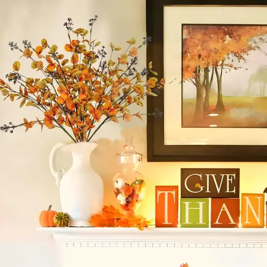 8 Pcs Artificial Fall Eucalyptus Stems {3}