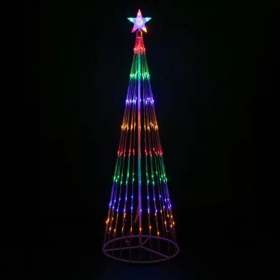 Northlight LED Lighted Multi-Function Outdoor Christmas Cone Tree - 6' - Multi-Color White {1}