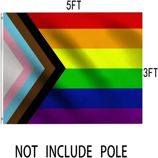 Progress Pride Rainbow Flag - 3x5 Outdoor All Inclusive Pride 100D Bisexual Vivid Color LGBTQ Community Non Binary Gay Lesbian Flag {2}