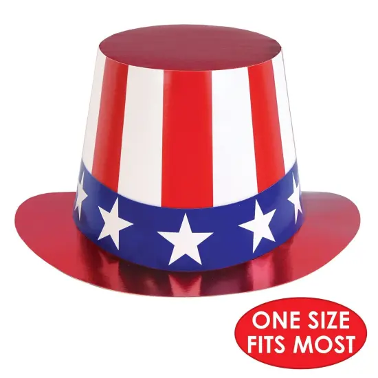 25 Pack Bulk Patriotic Party Red, White & Blue Hi-Hat {4}