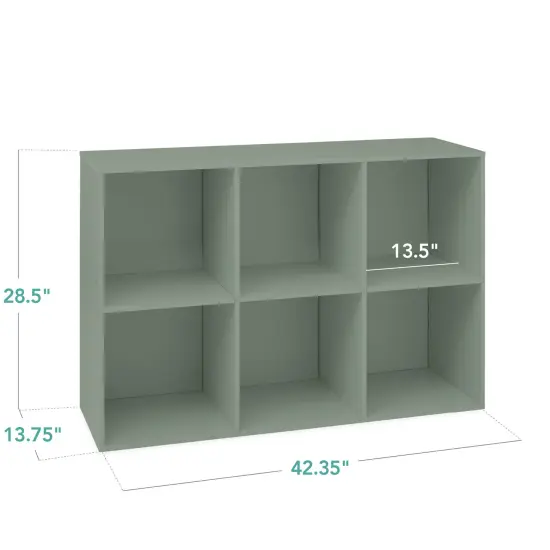 Best Choice Products 6-Cube Bookshelf, 13.5in Display Storage System, Organizer w/ Removable Back Panels Sage {2}