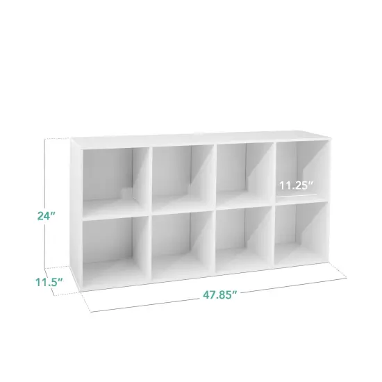 Best Choice Products 8-Cube Bookshelf, 11in Display Storage System, Organizer w/ Removable Back Panels White {2}