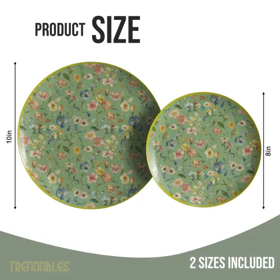 Earthtrends Heavy Duty Paper Plates for parties &ndash; Includes 8-Inch Paper Dessert Plates and 10-Inch Paper Dinner Plates &ndash; Disposable Floral Paper Plates for Parties, Weddings, Events, BBQs, Birthdays, Catering, Holidays &ndash; Elegant Tableware Set Bouyant {2}