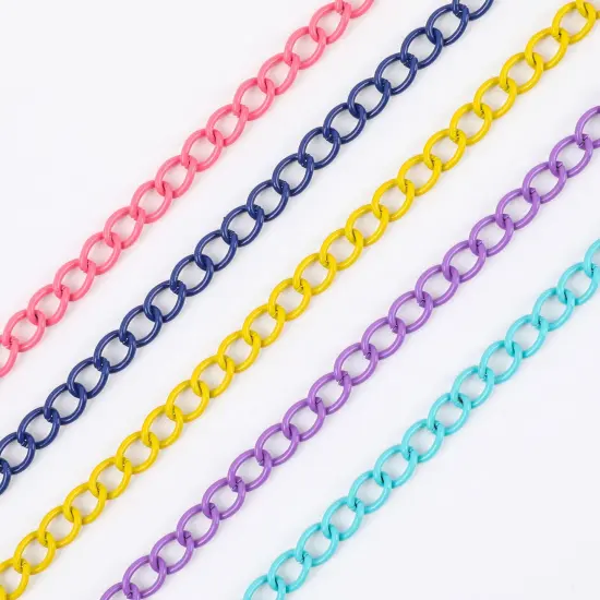 39.37 Feet Necklace Figaro Chains for Jewelry Making, 4 Colors Brass Plated Necklace Chains with 40 Lobster Clasps, 80 Jump Rings in Bulk for Women Men DIY Bracelet Craft {3}