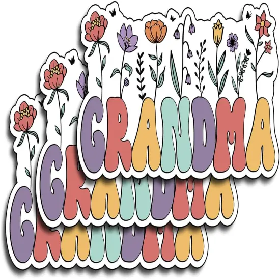(3PCS) Grandma Sticker, Gifts for Mom, Mommy Birthday Sticker, Decor Books Laptop Phone Tumbler Waterproof Vinyl Water Bottle, Gifts Mother Day Christmas Thanksgiving Decals 3"x1.5" Inch {3}