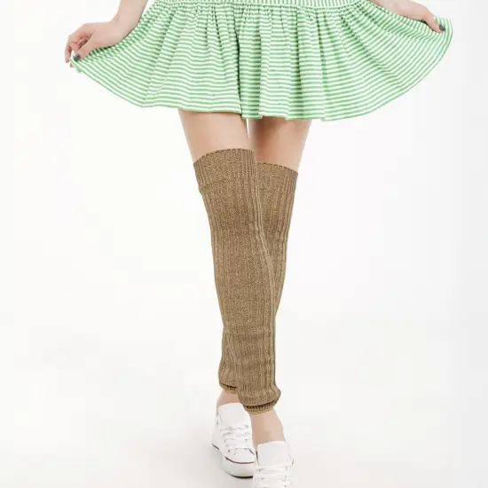 Wrapables Over The Knee Long Wool Blend Leg Warmers, Khaki {4}