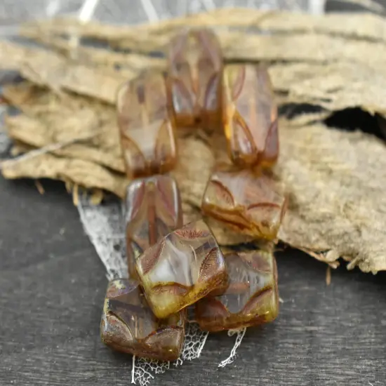 *12* 12x8mm Crystal Mint Picasso Table Cut Diamond Rectangle Beads {4}