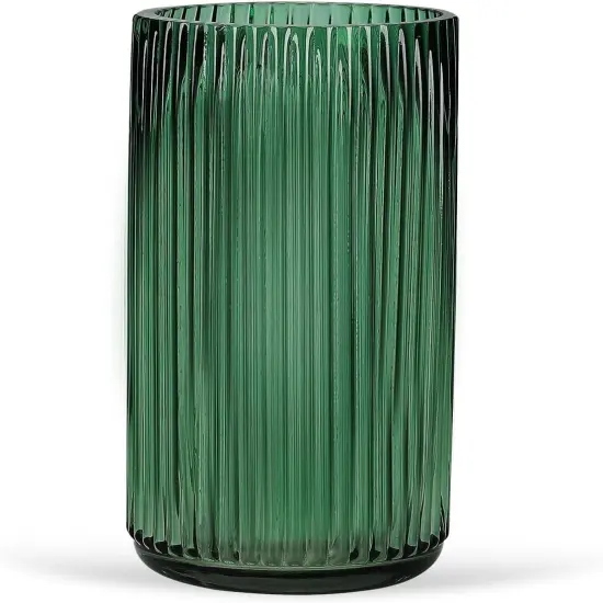 Flower Vase 7.6 Inch Green Thickened Glass Vase for Lego Flowers,Bookshelf,Dinner Table,Office Desktop,Meeting Room,Bathroom,Countertop,Home Christmas Day Decoration {1}