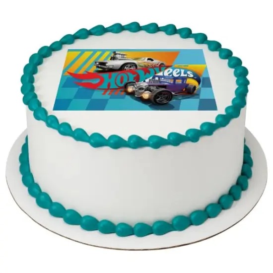 Hot Wheels Stunt Zone PhotoCake&reg; Edible Cake Topper Icing Image for 8 inch round cake or larger {1}