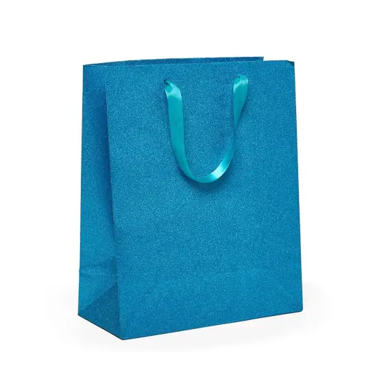 Elegant Glitter Grain Euro Totes 10 1/4'' x 4 3/4'' x 12 5/8'' for Retail Displays Turquoise {2}