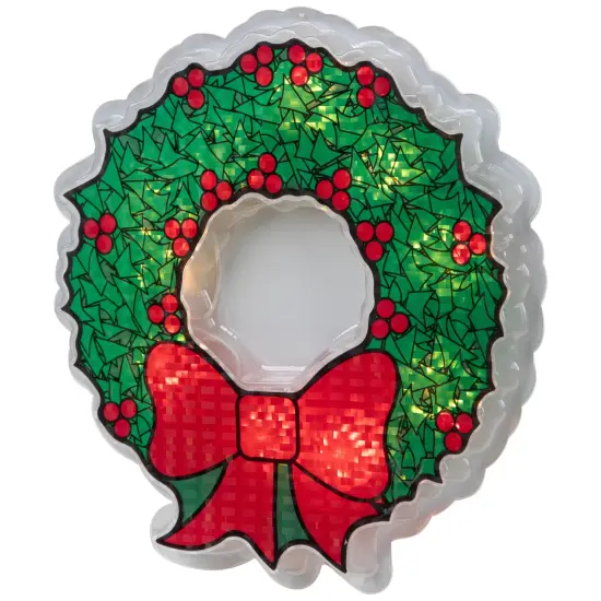 Northlight Lighted Wreath Window Silhouette Christmas Decoration - 11" - Clear Lights Green {6}