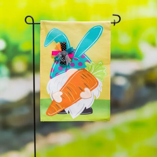 Gnome Bunny Easter Garden Flag 2 Sided Burlap {3}