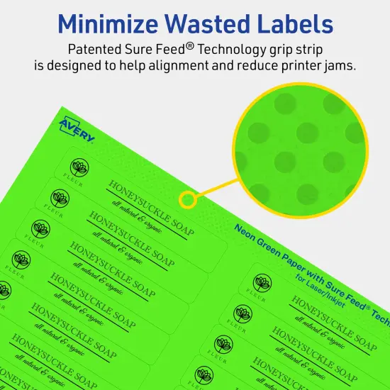 Avery Neon Green Paper Labels, 2/3" x 3-7/16" Rectangle {4}