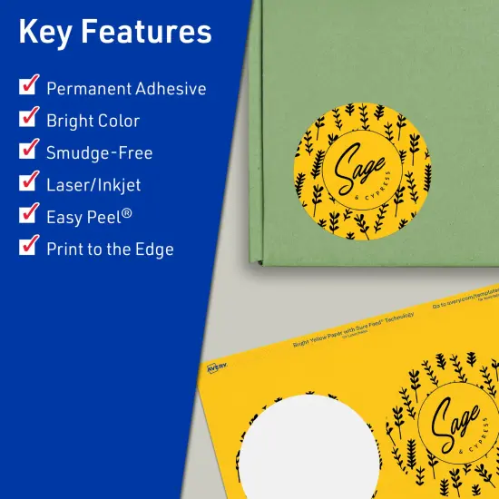 Avery Bright Yellow Paper Labels, 3.5" Diameter Round {2}