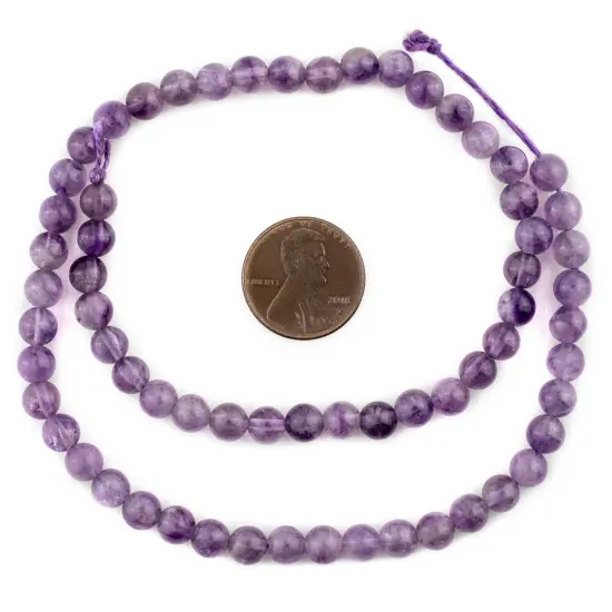 The Bead Chest Cloudy Round Amethyst Beads 6mm Purple Gemstone 16 Inch Strand {2}