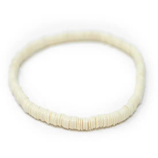 The Bead Chest Boho Stretch Bracelet, Pastel Yellow - Stackable African Vinyl Heishi, Unisex for Men & Women {1}