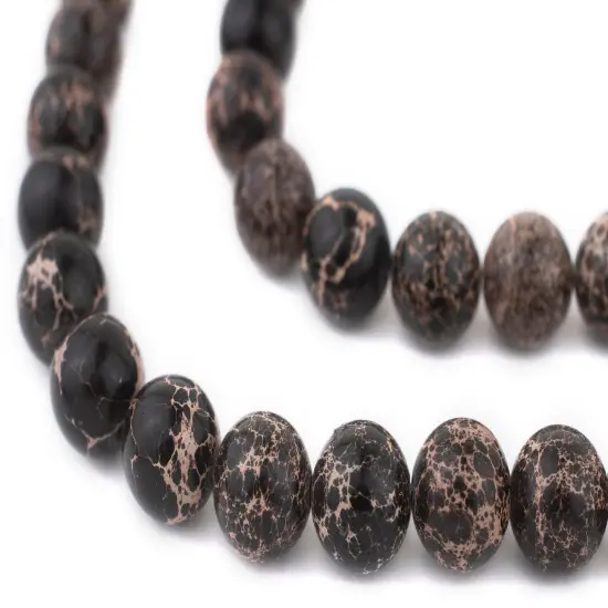 The Bead Chest Black Sea Sediment Jasper Beads 12mm Round Gemstone 16 Inch Strand {1}