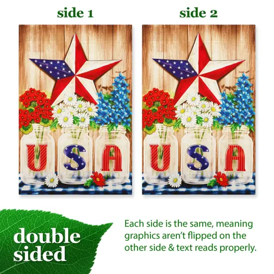 G128 USA Star Flowers Garden Flag 12x18 In Double Sided Independence Day Yard Garden Lawn Decoration {3}