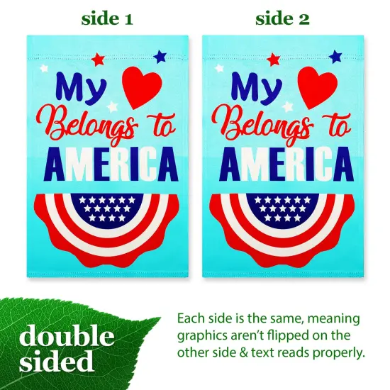 G128 Heart America Belongs Garden Flag 12x18 In Double Sided Independence Day Yard Garden Lawn Decoration {3}