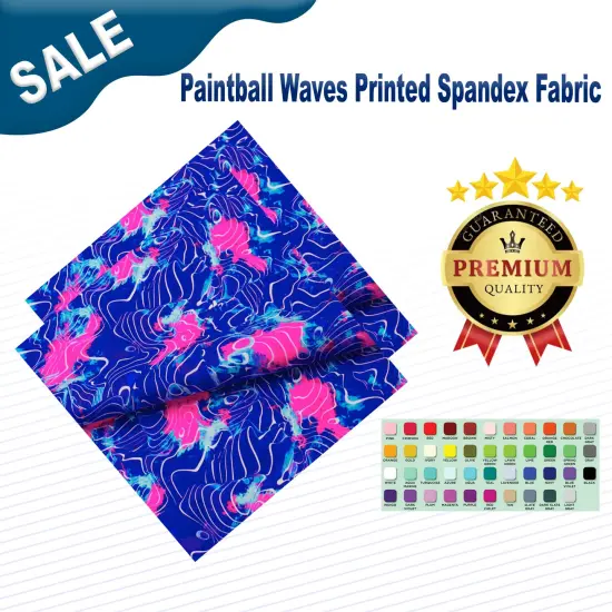 Paintball Waves Printed Spandex Fabric Multicolor {2}