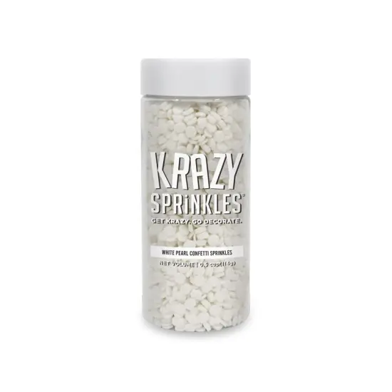Krazy Sprinkles - White Pearl Confetti Edible Sprinkles (1/2 Cup 1x Jar) {4}