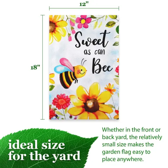 G128 Sweet Bee Flowers Garden Flag 12x18 In Double Sided Spring Yard Garden Lawn Decoration {4}