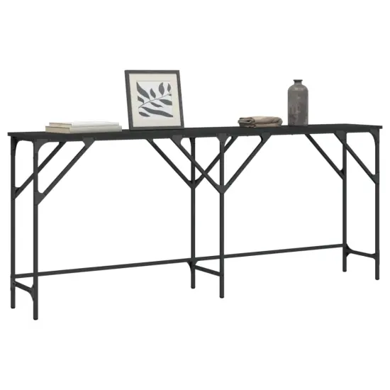 vidaXL Console Table Black 70.9"x11.4"x29.5" Engineered Wood {1}