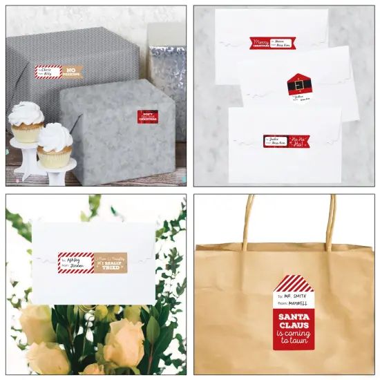 Big Dot of Happiness Jolly Santa Claus - Assorted Christmas Party Gift Tag Labels - To and From Stickers - 12 Sheets - 120 Stickers {5}