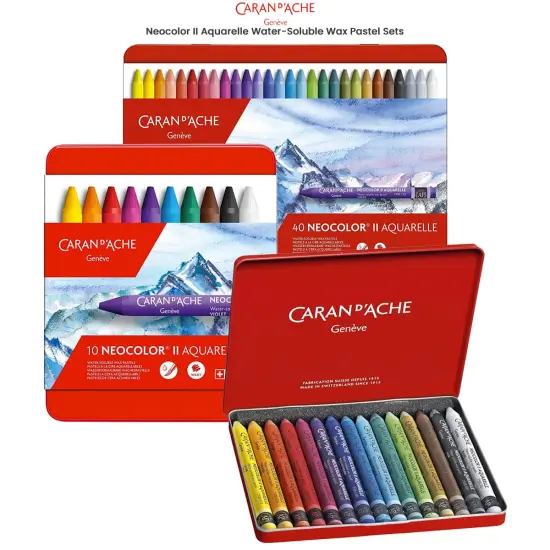 Caran D'ache NeoColor II Crayons Tin Case Set of 15 - Assorted Colors {5}