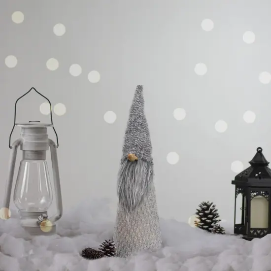 Northlight LED Lighted Knitted Gnome Christmas Decoration - 16" - Gray {4}