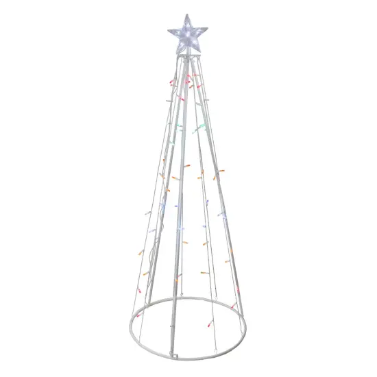 Northlight LED Lighted Cone Christmas Tree Outdoor Decoration - 5' - White - Multicolor Lights {4}