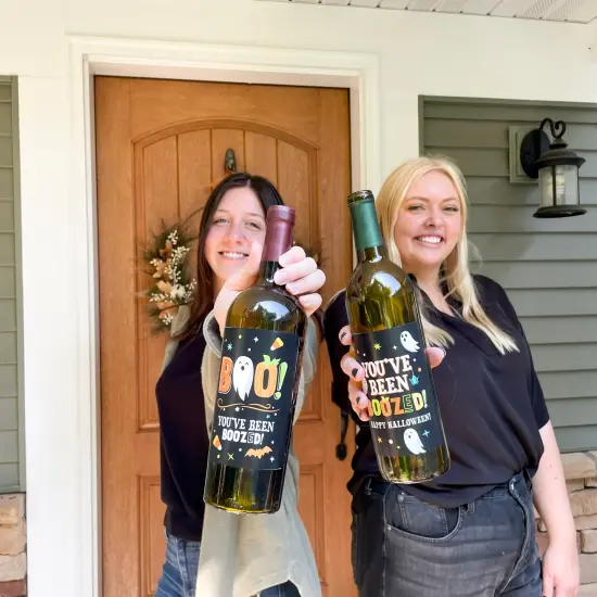 Big Dot of Happiness You've Been Boozed - Ghost Halloween Party Decorations for Women and Men - Wine Bottle Label Stickers - Set of 4 {3}