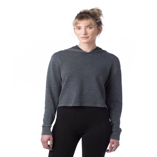 chicka-d &reg; Ladies Cool Down Cropped Pullover WASHED BLACK {1}