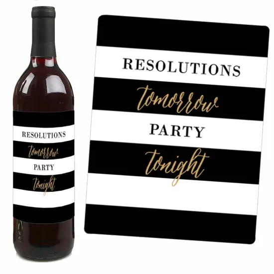 Big Dot of Happiness New Year's Eve - Gold - 2025 New Years Eve Party Decorations for Women and Men - Wine Bottle Label Stickers - Set of 4 {4}