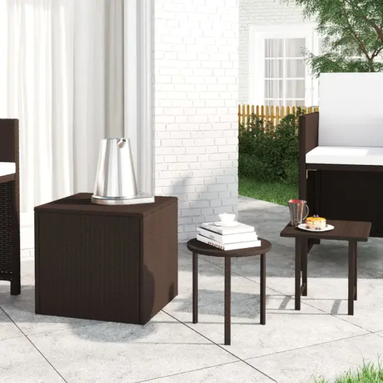 vidaXL Side Tables 3 pcs Brown Poly Rattan {1}