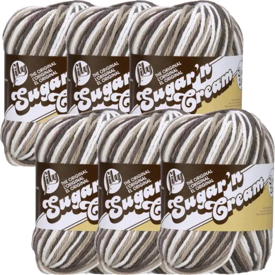 Lily Sugar'N Cream Super Size Chocolate Yarn - 6 Pack of 85g/3oz - Cotton - 4 Medium (Worsted) - 150 Yards - Knitting/Crochet {1}