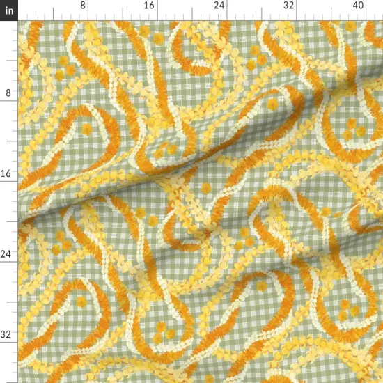 Various Fabrics by the Yard or Fat Quarter Hawaii Palaka Lei Floral Green Yellow Orange Sage Aloha Traditional Hawaiian Custom Printed Fabric by Spoonflower {1}